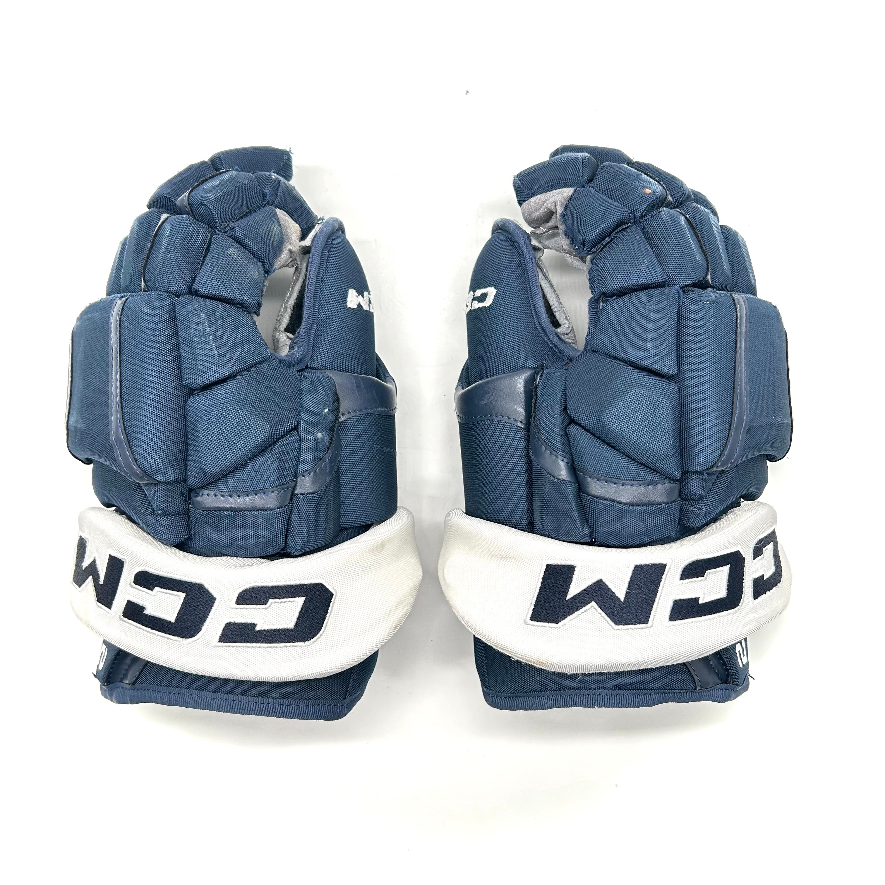 CCM HG12PP - Gants NCAA Pro Stock d'occasion (bleu marine/blanc)